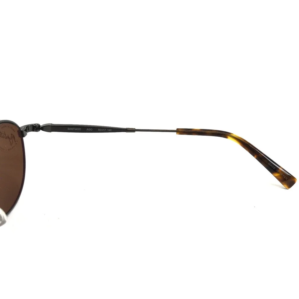 Reptile Sunglasses SANTIAGO AGO Gold Brown Oval Frames w/ Brown Polarized Lenses